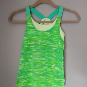 Bright Green Athletic Wear Tank Top Camisole with built in bra